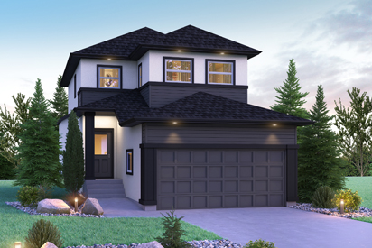 DG 10 A - The Preston Broadview Homes Winnipeg 2-storey home with with grey vinyl siding and white stucco