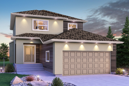 DG 15 A - The Avalon Broadview Homes Winnipeg 2-storey home with stucco and vinyl siding details