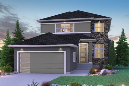 DG 16 G - The Monticello Broadview Homes Winnipeg 2-storey home with cultured stone and acrylic stucco