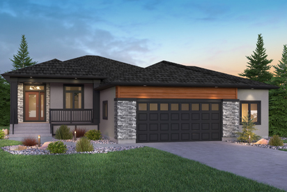 DG 50 A Opt Porch - The Pritchard Broadview Homes Winnipeg bungalow with stucco, cultured stone