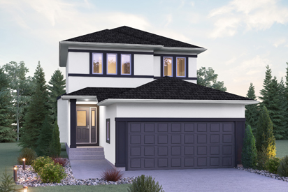The Thorncliff DG 8 B 2-Storey home with light stucco and dark accents