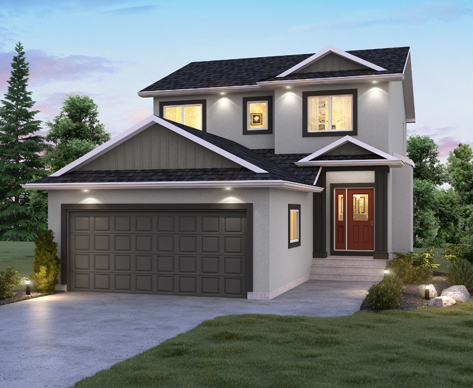 DG 18 C Cottonwood 2 storey home with stucco and gables with siding Broadview Homes Winnipeg
