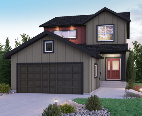 DG 18 D Cottonwood 2-storey home with vertical siding Broadview Homes Winnipeg