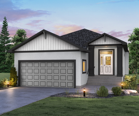 DG 23 A Grayson rendering bungalow style home with stucco and gable ends with siding broadview homes winnipeg