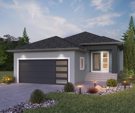 DG 23 B Grayson rendering bungalow style home with stucco broadview homes winnipeg