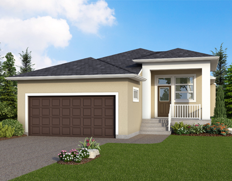 DG 33 A Heritage rendering bungalow style home with stucco and front porch broadview homes winnipeg