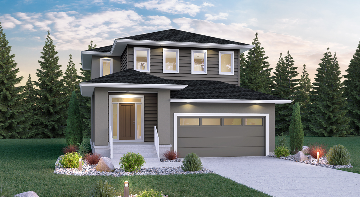 DG 14 C - The Biscayne Broadview Homes Winnipeg 2-storey home with vinyl siding and stucco