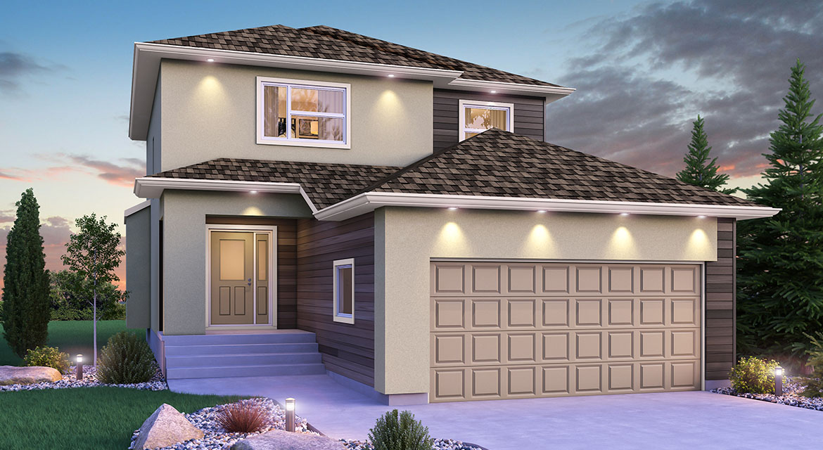 DG 15 A - The Avalon Broadview Homes Winnipeg 2-storey home with stucco and vinyl siding details