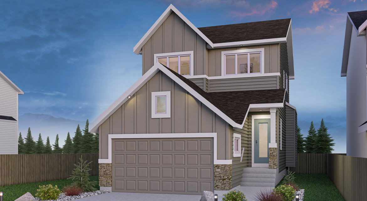 Dg 17 B The Harlow Front Exterior Rendering Broadview Homes Winnipeg