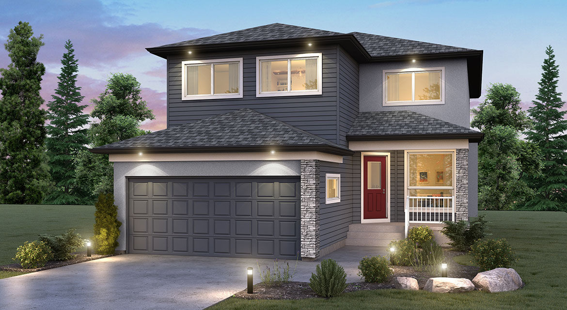 DG27 C optional bonus room the ellington broadview homes winnipeg 2-storey home with vinyl siding and cultured stone details and covered front porch