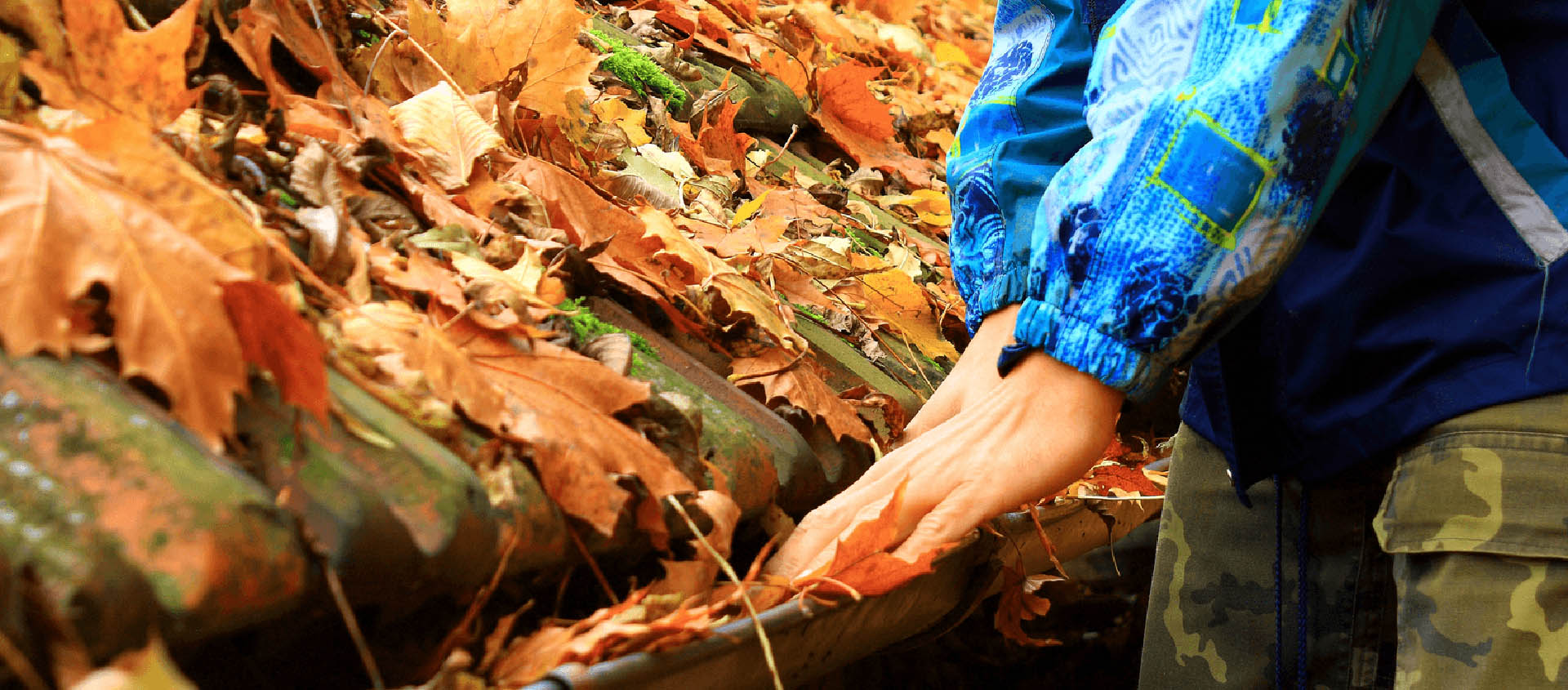 A Guide to Fall Home Maintenance - cleaning leaves from the gutter image