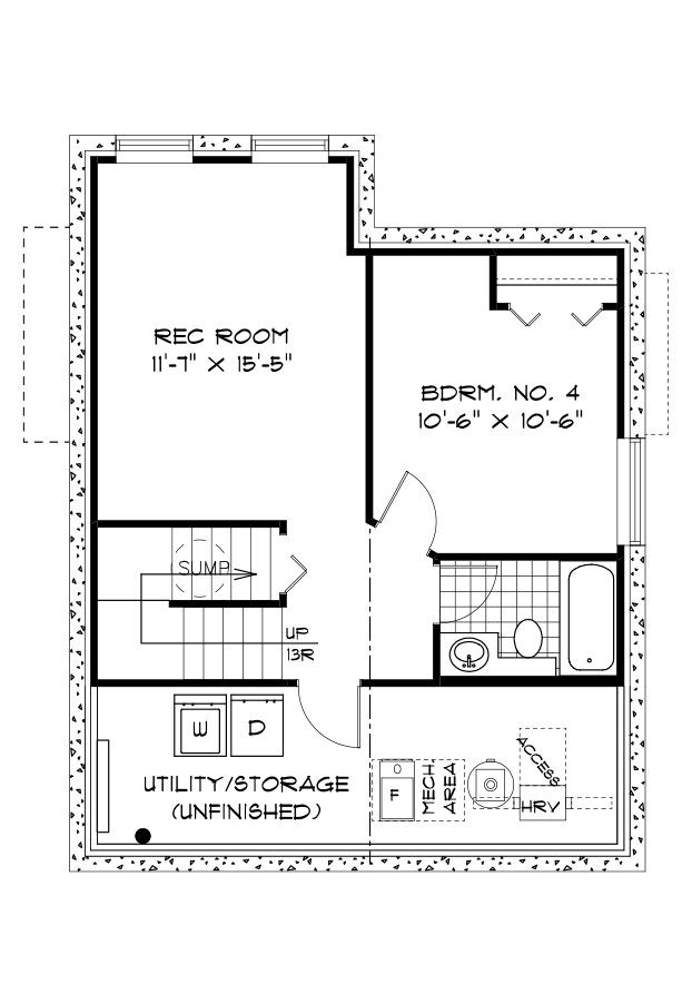Optional Lower Level Floor Plan (Finished Area: 417 Sq. Ft.)
