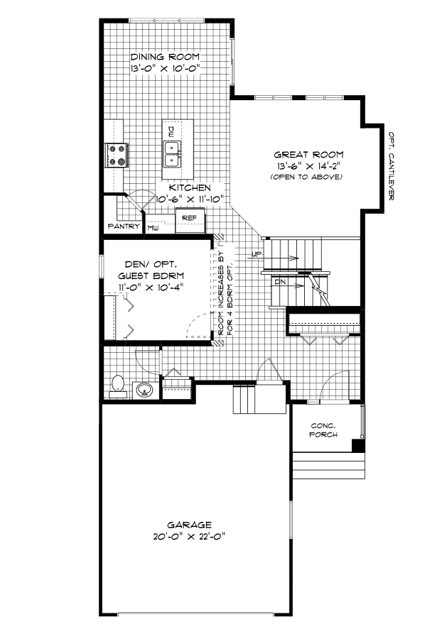 Main Floor Plan - Elevation A - 973 Sq. Ft.