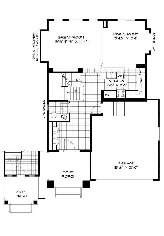 Main Floor Plan - Foyer & Front Porch Elevation 'A'
