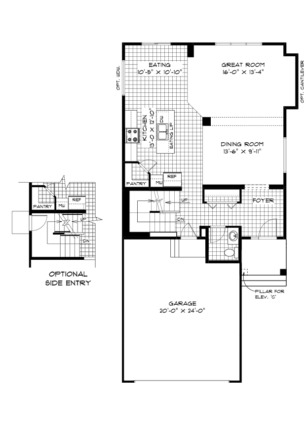 Main Floor with Side Entry - 932 Sq. Ft.
