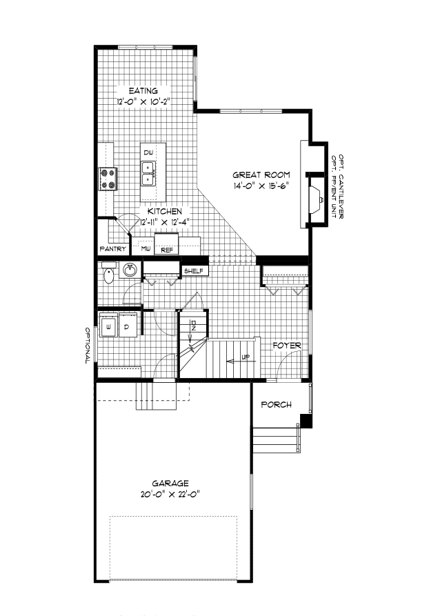 Main Floor Plan - 916 Sq. Ft.