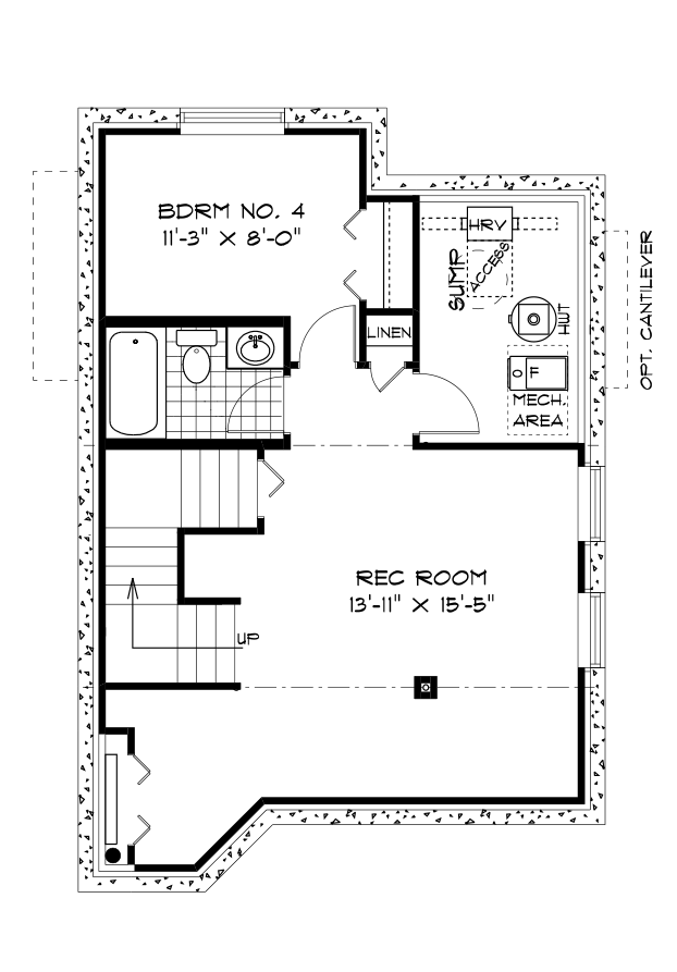 Optional Lower Level Floor Plan (Finished Area: 489 Sq. Ft.)