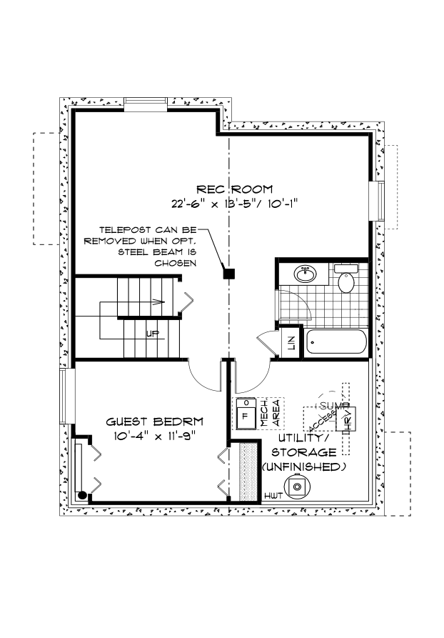 Optional Lower Level Floor Plan  (Finished Area: 552 Sq. Ft.)