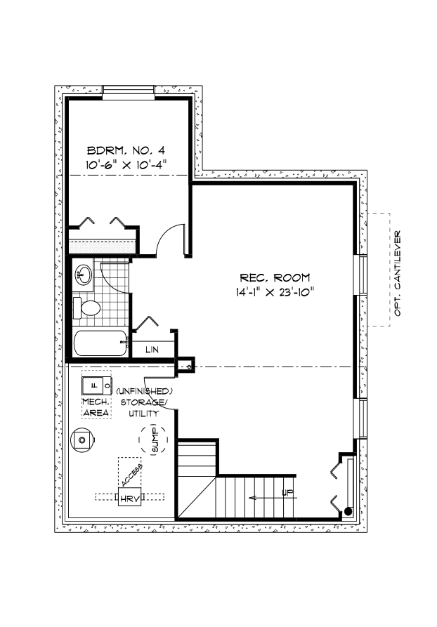 Optional Lower Level Floor Plan (Finished Area: 638 Sq. Ft.)