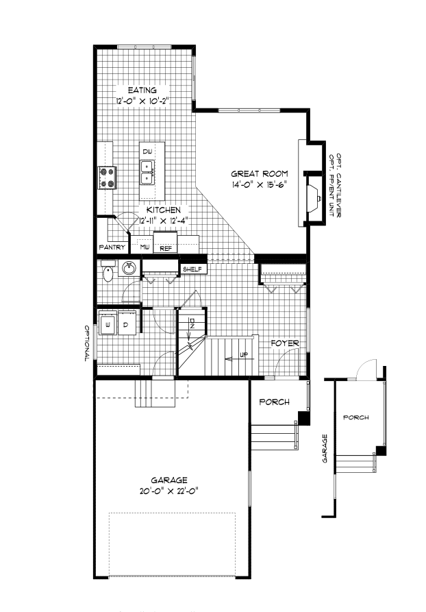 Partial Floor Plan Elevation 'B' - 916 Sq. Ft. 