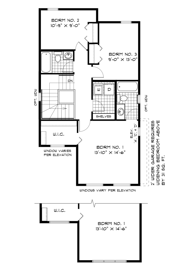 Second Floor Plan Elevation 'B' - 856 Sq. Ft.