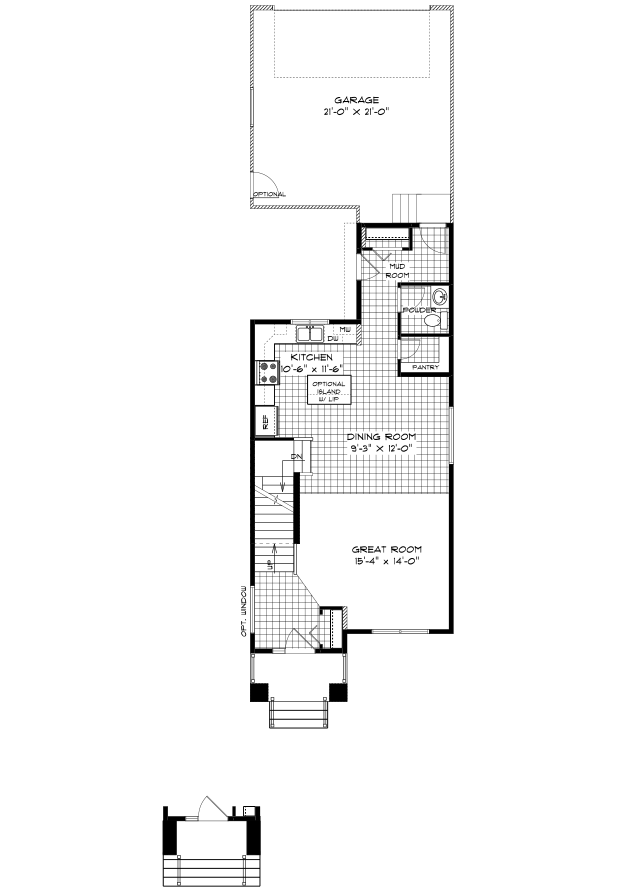 Partial Main Floor Plan - Elevation 'B' - 802 Sq. Ft.