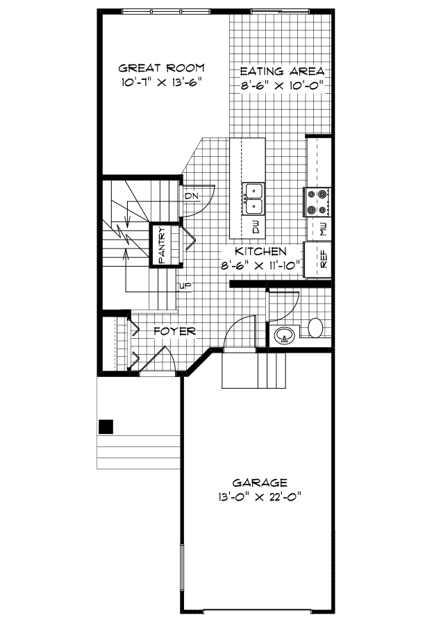 Main Floor Plan Unit 1 - 596 Sq. Ft. 