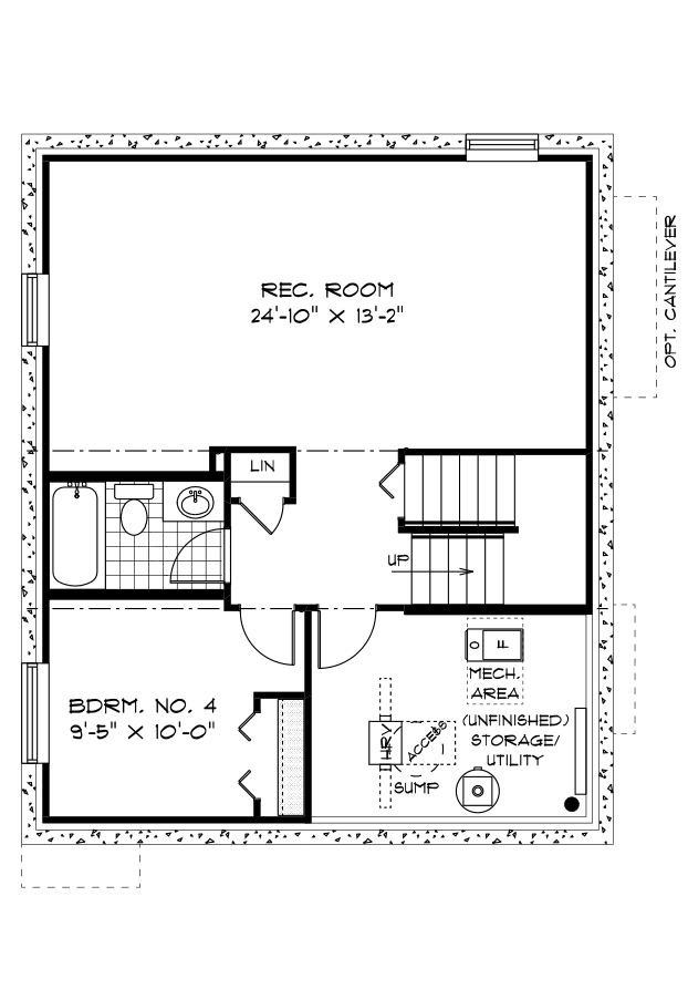 Optional Lower Level Floor Plan (Finished Area: 584 Sq. Ft.)