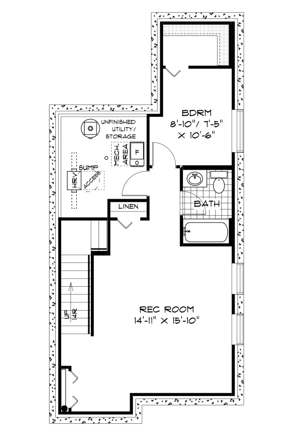 Optional Lower Level Floor Plan (Finished Area: 496 Sq. Ft.)