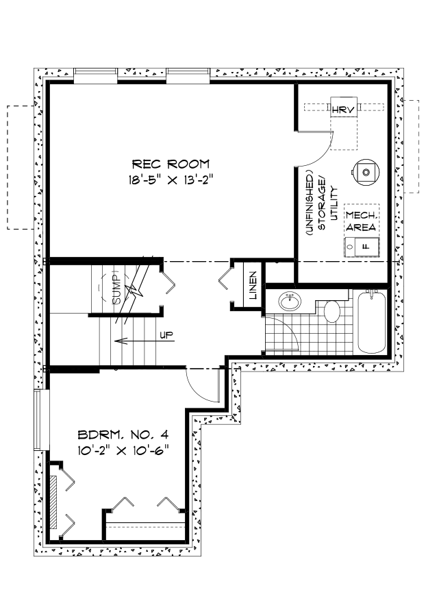 Optional Lower Level Plan (Finished Area: 521 Sq. Ft.)