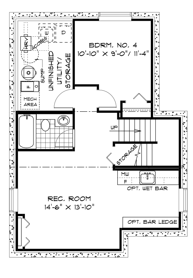 Optional Lower Level Floor Plan (Finsihed Area: 514 Sq. Ft.)