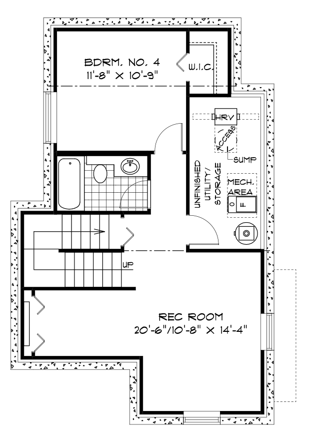 Optional Lower Level Floor Plan (Finished Area: 590 Sq. Ft.)