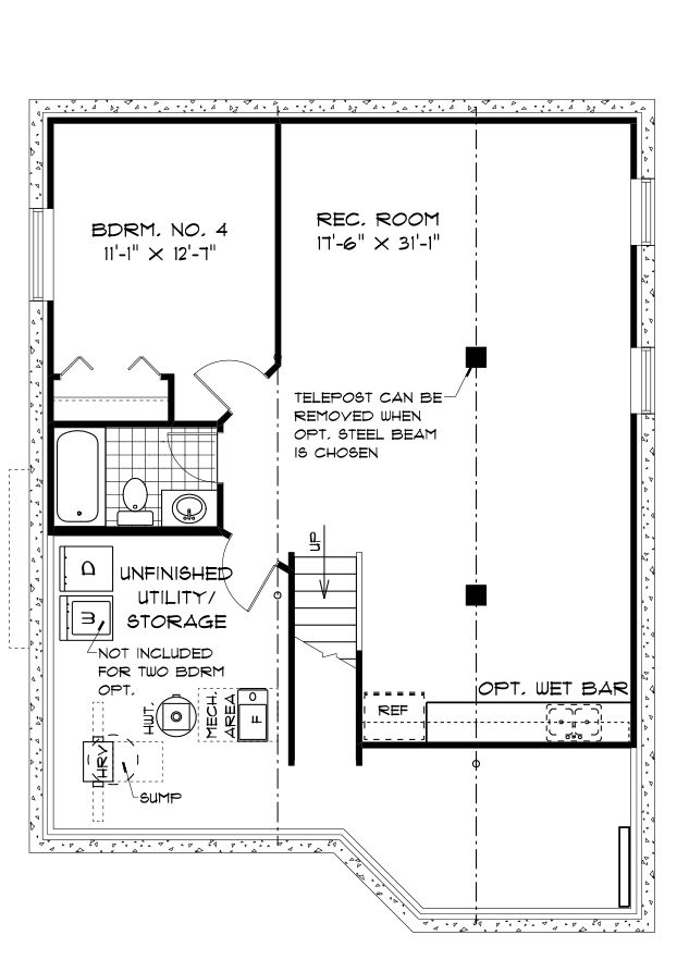 Optional Lower Level Floor Plan (Finished Area: 735 Sq. Ft.)