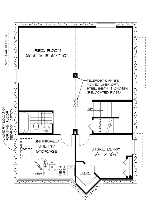 Optional Lower Level Floor Plan (Finished Area: 767 Sq. Ft.)