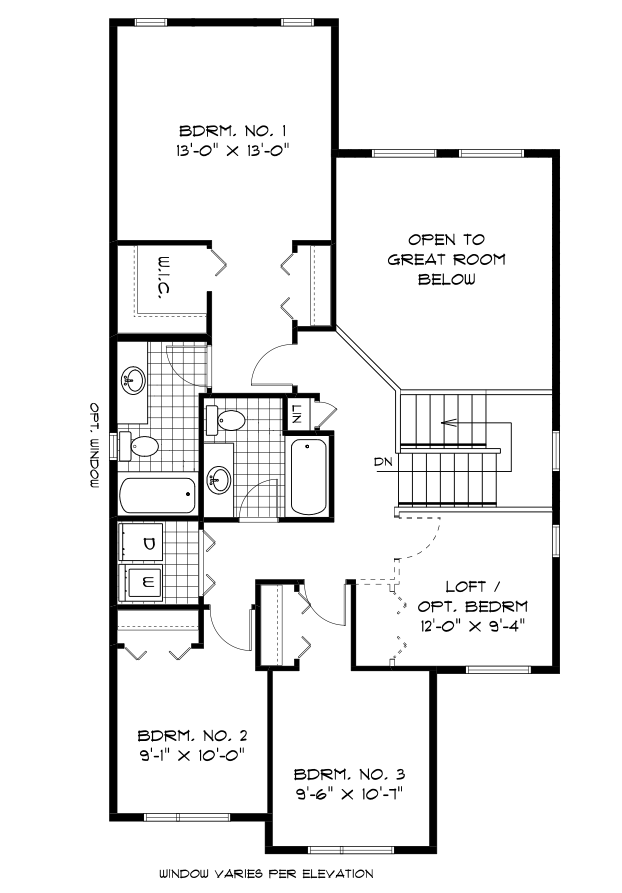 Optional Second Floor Plan - 1,000 Sq. Ft.