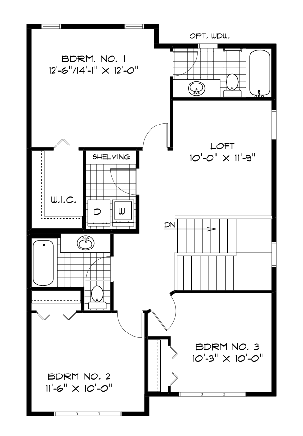 Second Floor Plan - 970 Sq. Ft.