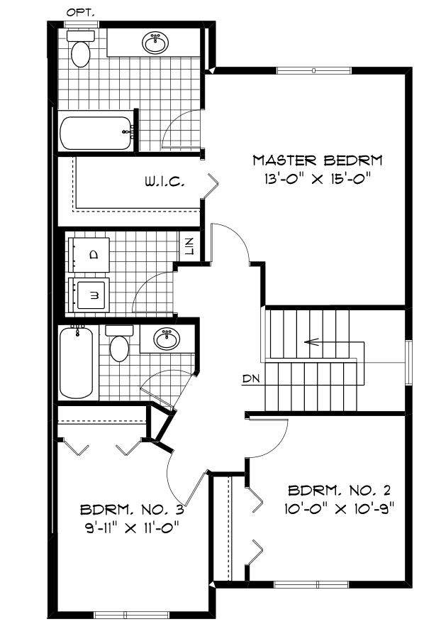Second Floor Plan Unit 2 - 854 Sq. Ft.