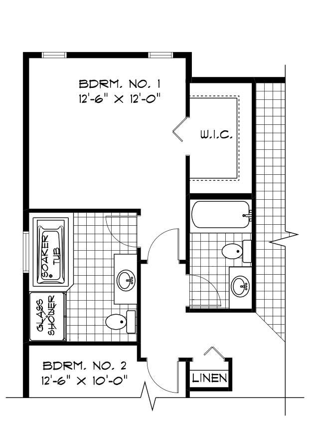 Partial Floor Plan - Optional 2 Bedroom Layout with Deluxe Ensuite -1,281 Sq. Ft. 