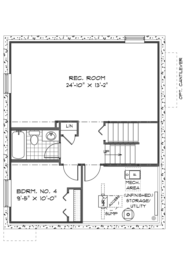 Optional Lower Level Floor Plan (Finished Area: 584 Sq. Ft.)