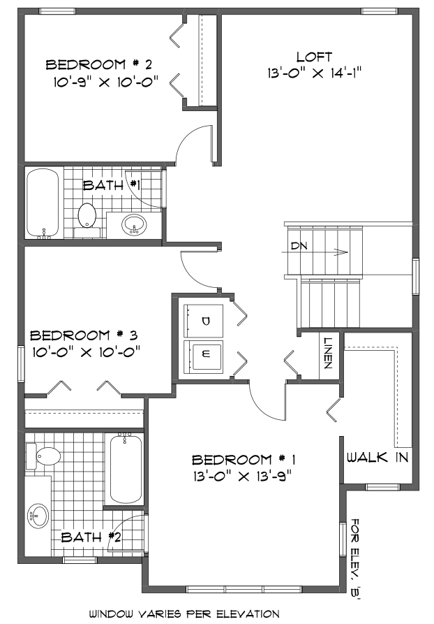 Second Floor Plan - 1,048 Sq. Ft.