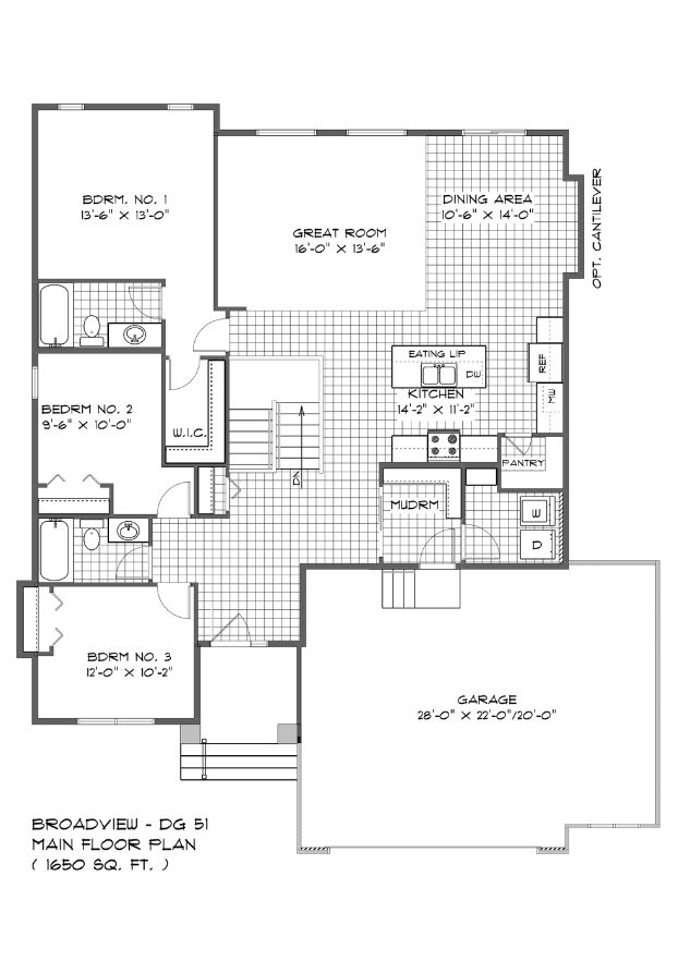 Main Floor Plan - 1,650 Sq. Ft.