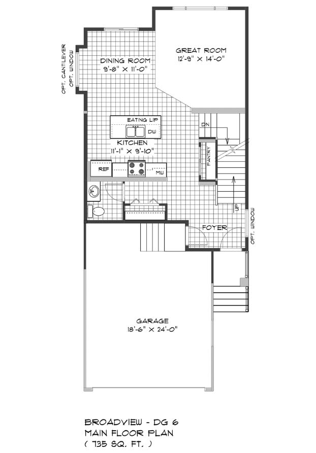 Main Floor Plan - 735 Sq. Ft. 