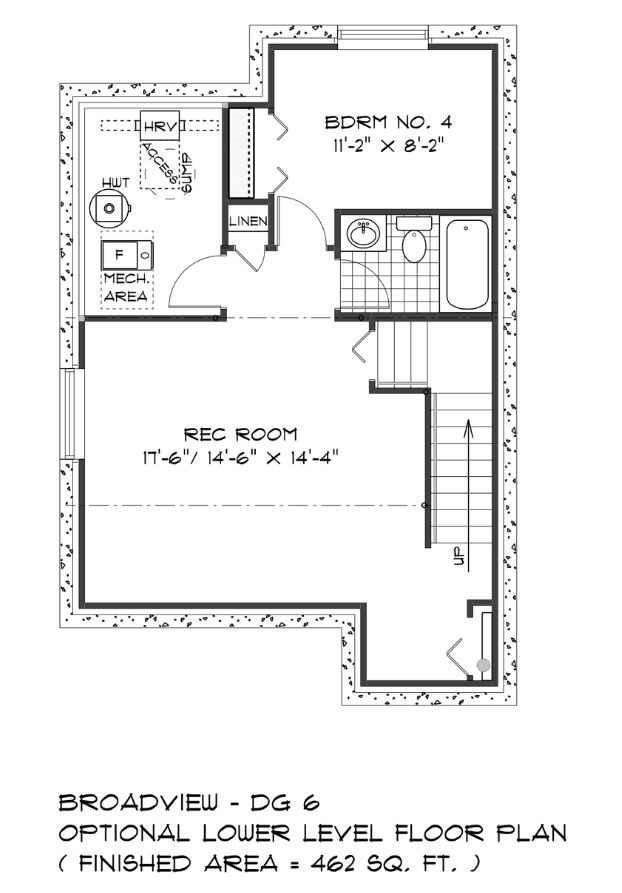 Optional Lower Level Floor Plan (Finished Area: 462 Sq. Ft.)
