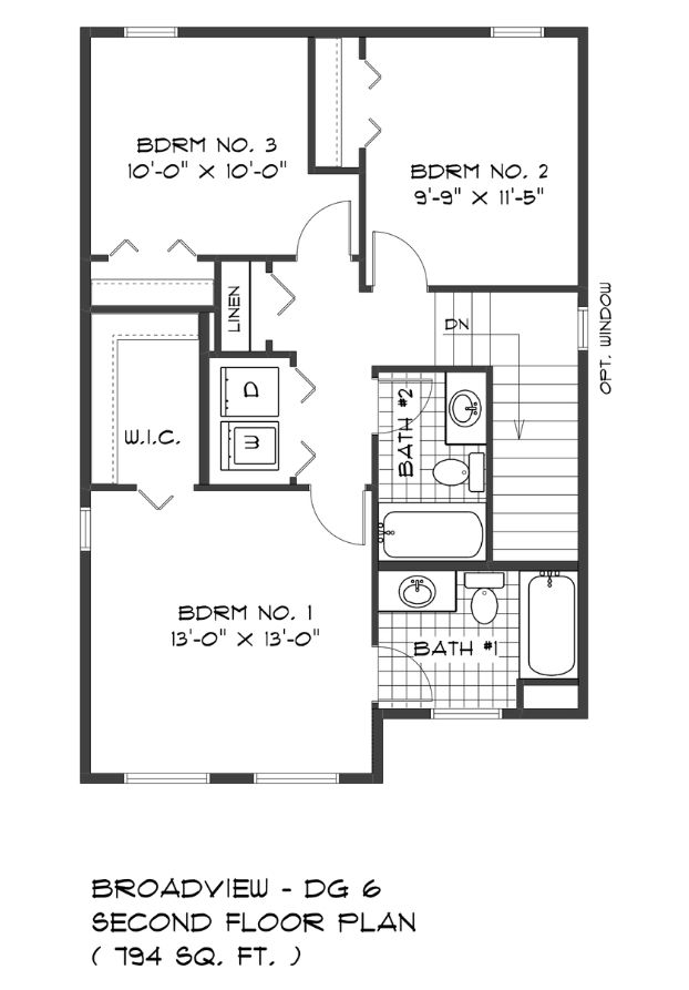Second Floor Plan - 794 Sq. Ft. 