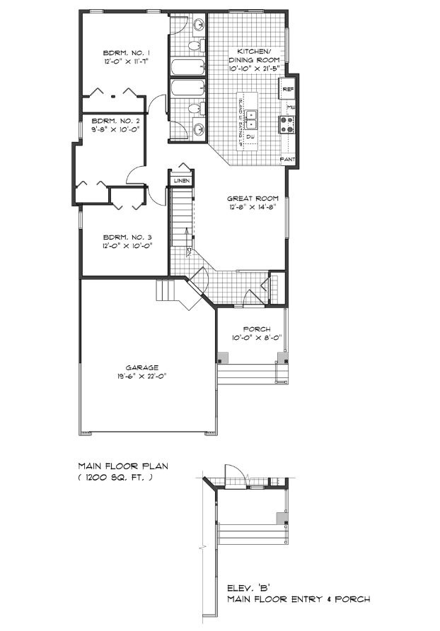 Main Floor Plan - 1,200 Sq. Ft.