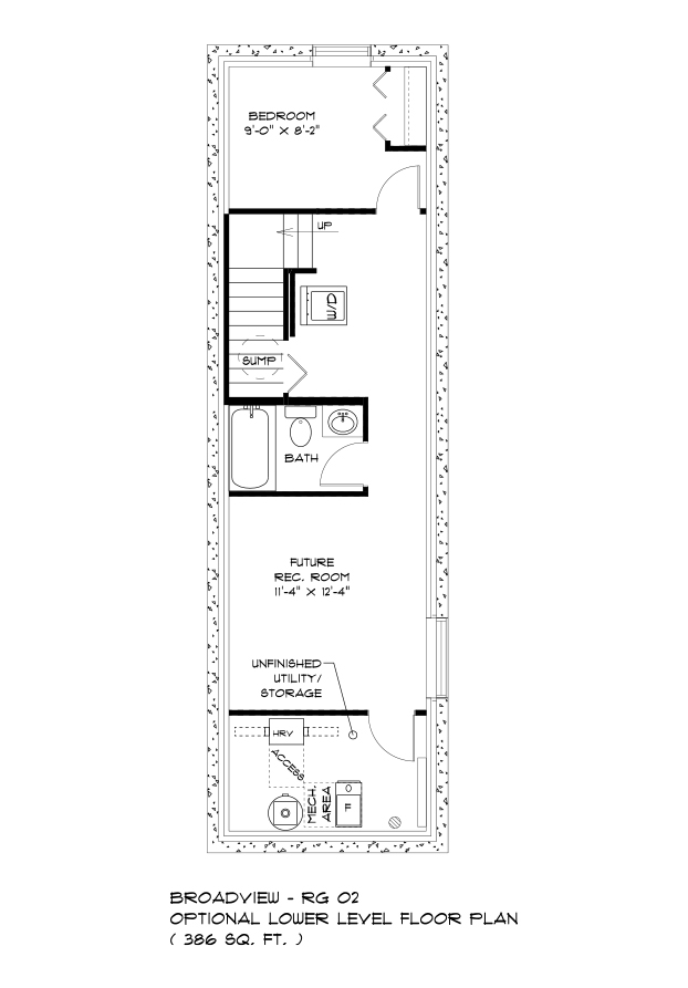 Optional Lower Level Floor Plan (Finished Area: 386 Sq. Ft.)