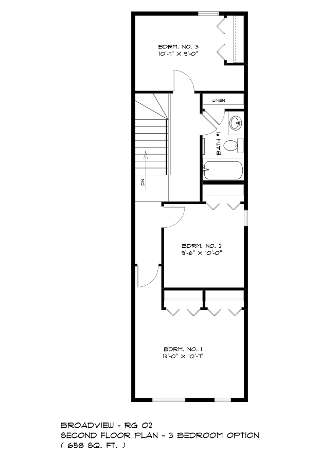 Second Floor Flan - Optional 3 Bedroom - 658 Sq. Ft.
