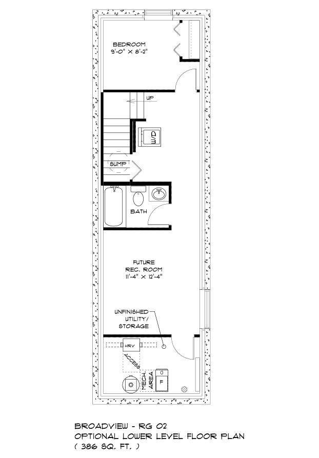 Optional Lower Level Floor Plan (Finished Area: 386 Sq. Ft.)