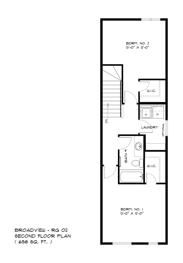 Second Floor Plan - 658 Sq. Ft.